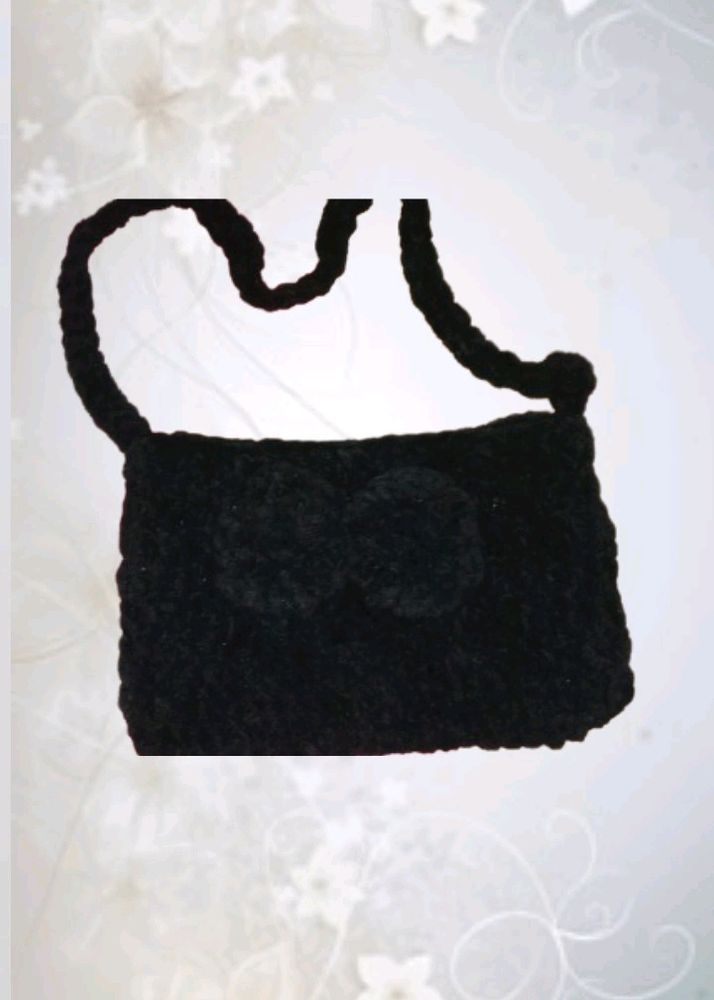 Crochet Black Bow Bag