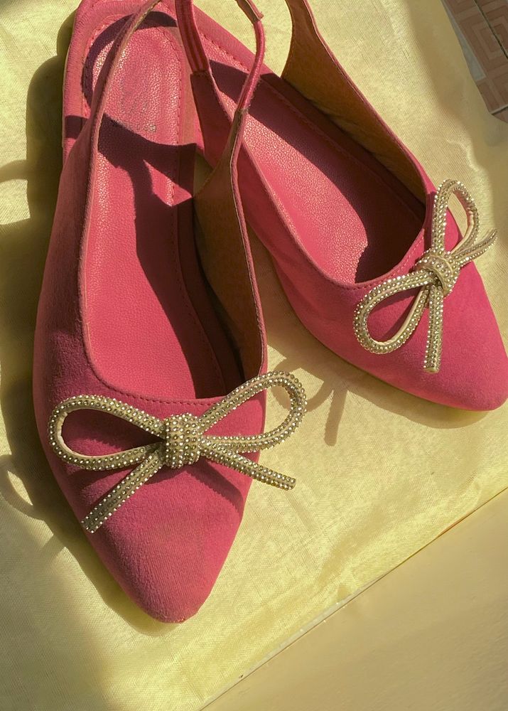 Magenta Pink Bow Flats Zara Inspired