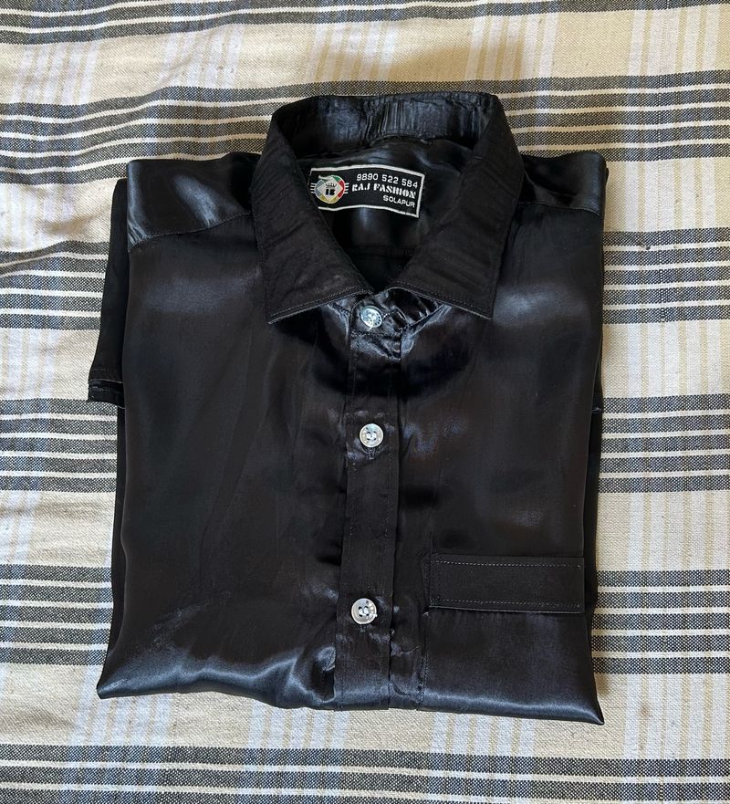 Party Wear Shirt (Solid Black - size S)