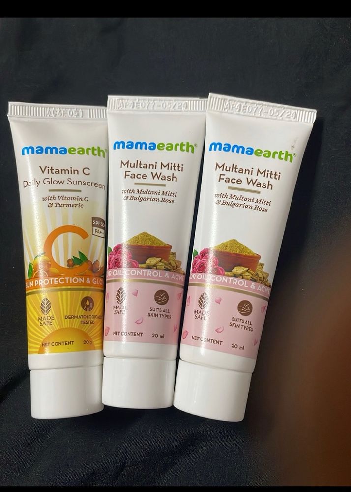 Mama Earth Multani Mitti Facewash And Sunscreen