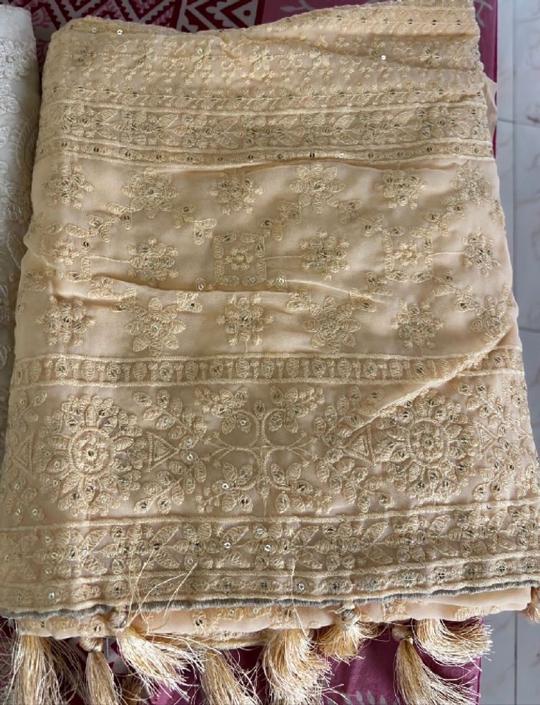 Georgette Chikan Kari Saree