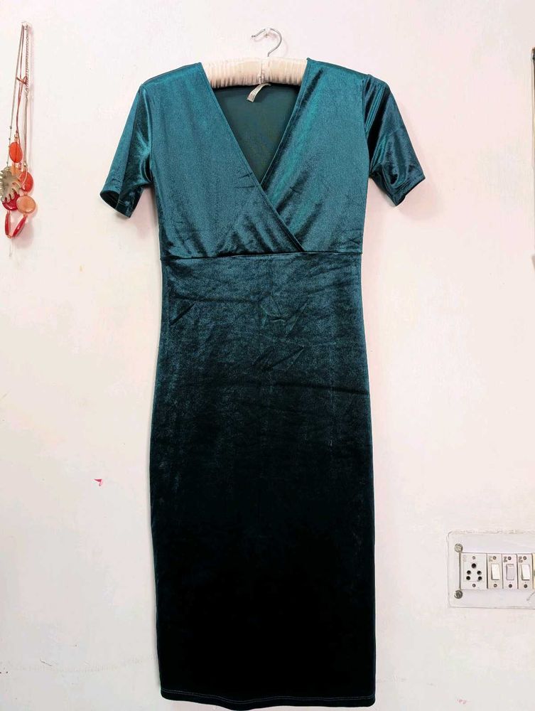 Zara Green Velvet Dress