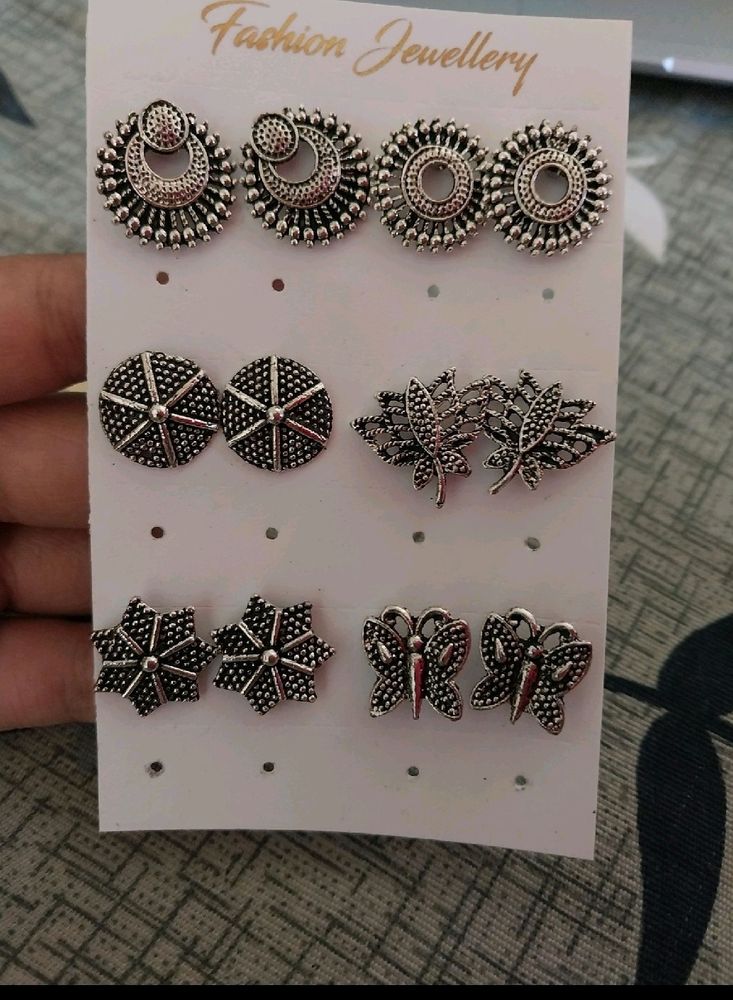 Price Drop:Oxidised Earrings Set Of 6