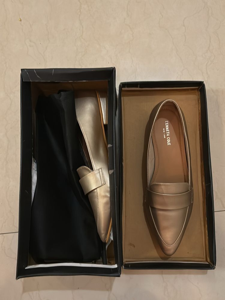 Brand New Kenneth Cole Gold Ballerinas