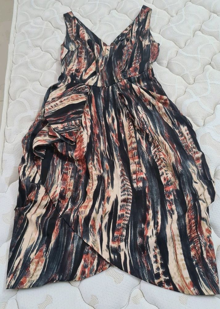 H&M chocolate Brown black red dress