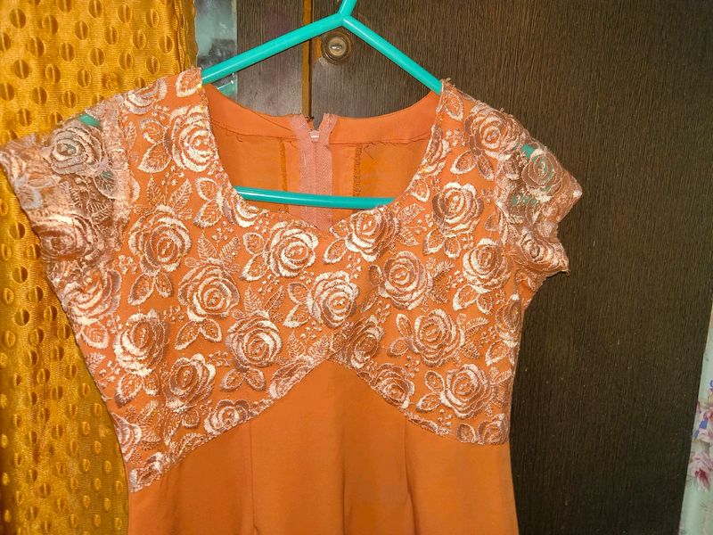 Peachy Orange Fishtail Dress