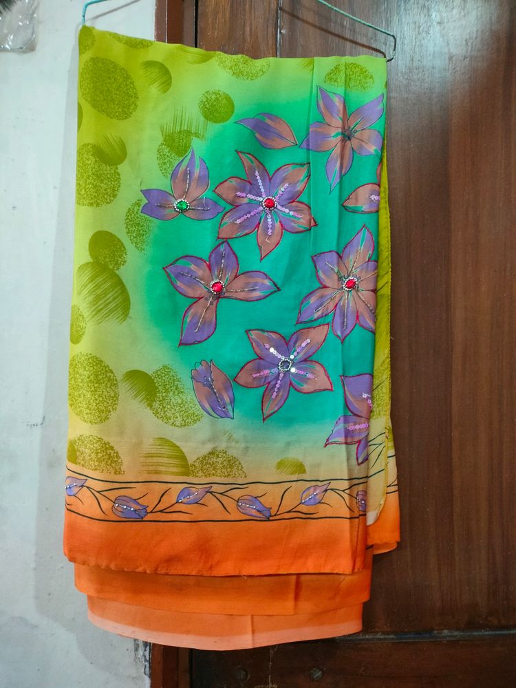 Parrot Green Saree