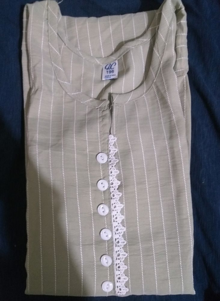 Green Pista Color Kurta..in Poly Cotton Material