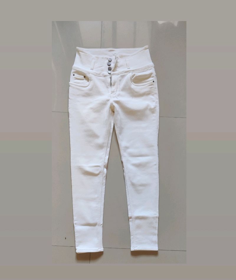 Womens White High Rise Skinny Jeans