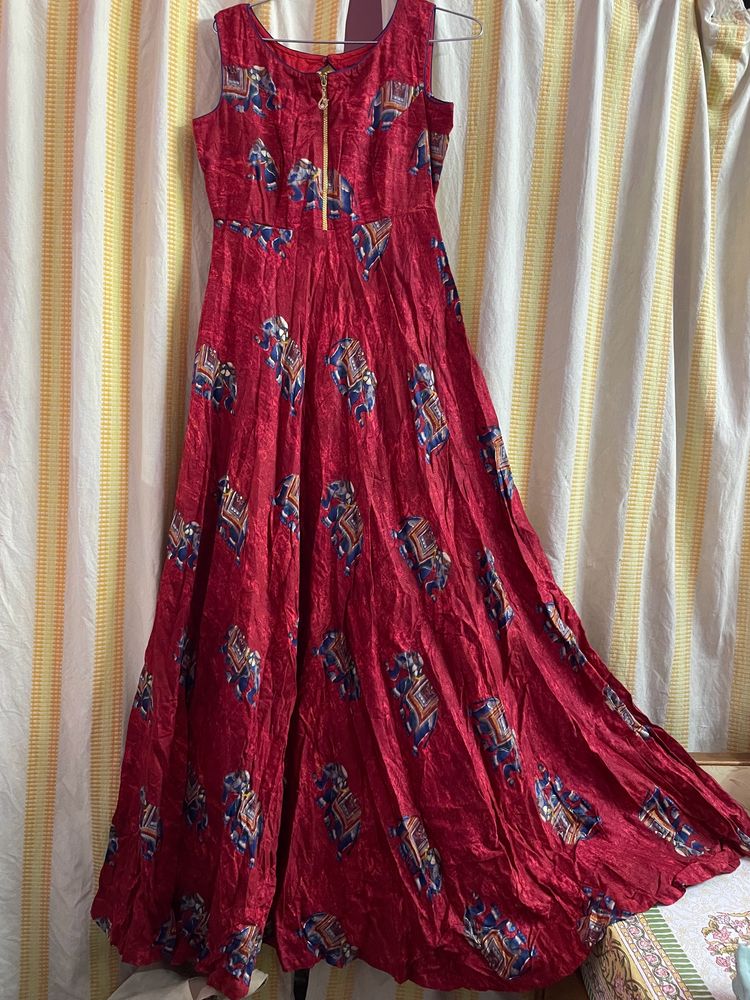 Red and Blue Ethnic gown with Back design