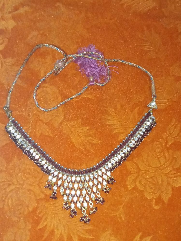 Traditional Necklace In Maroon