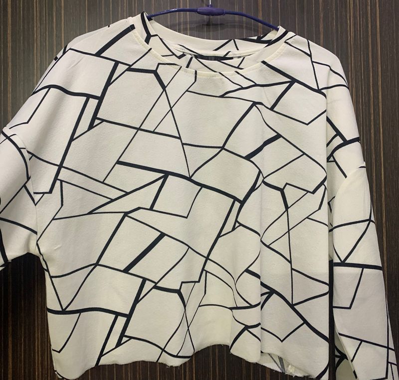 Shein White Geometrical Top