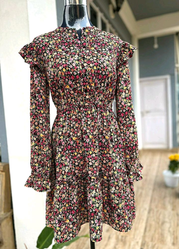 Floral Printed Flared Dress