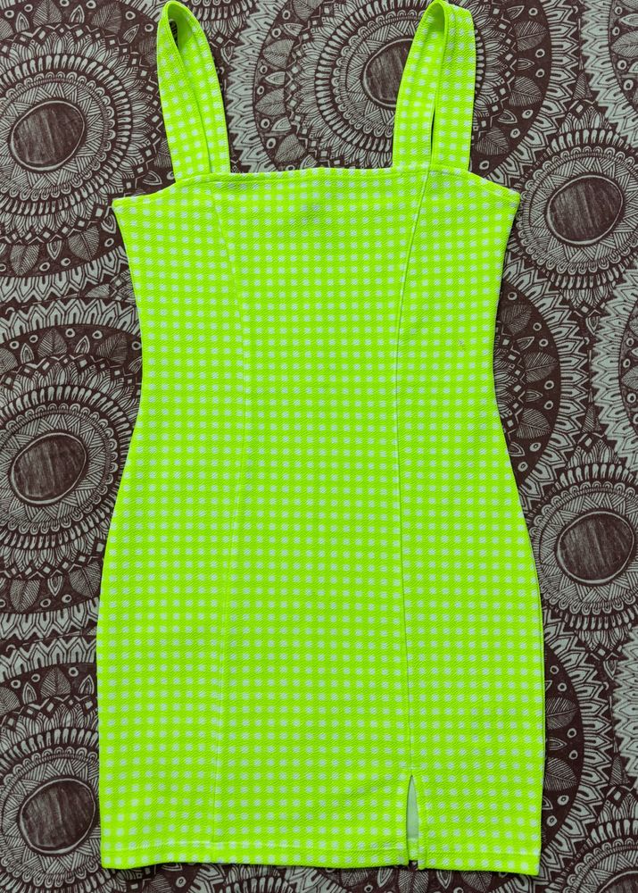 H&M Neon Checkered Bodycon Dress