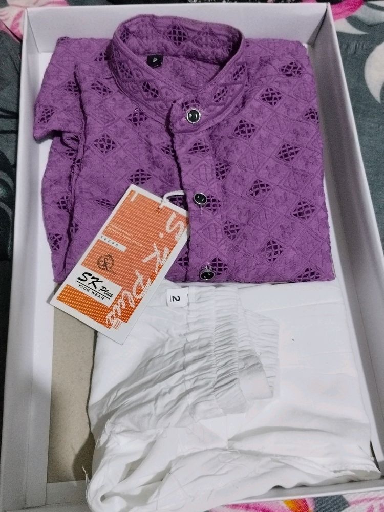 New Chikankari Boys Kids Function Kurta Set