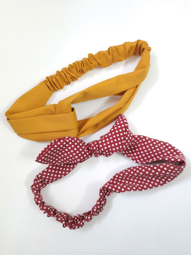 Combo: Mustard and Red polka hairband
