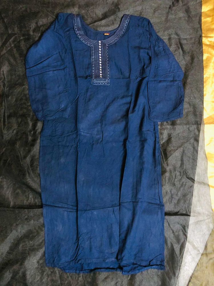 Blue Mirror Work Kurti