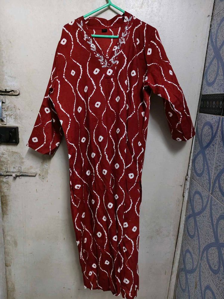 Maroon Kurta With Pant Set - Never Used