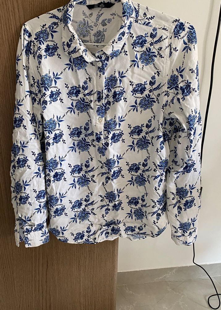 White Floral Women Shirt