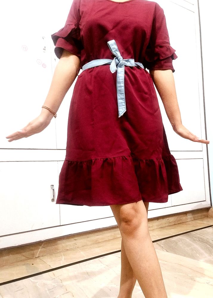 Maroon Dress M Size