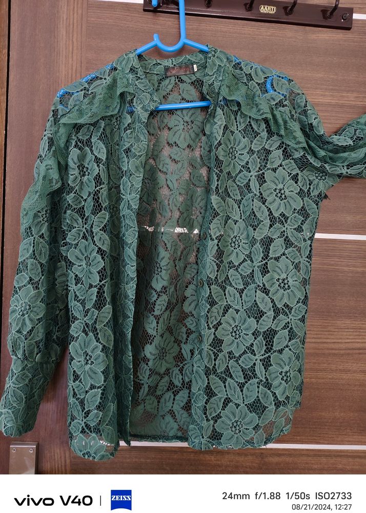 Green Colored Laced Shirt