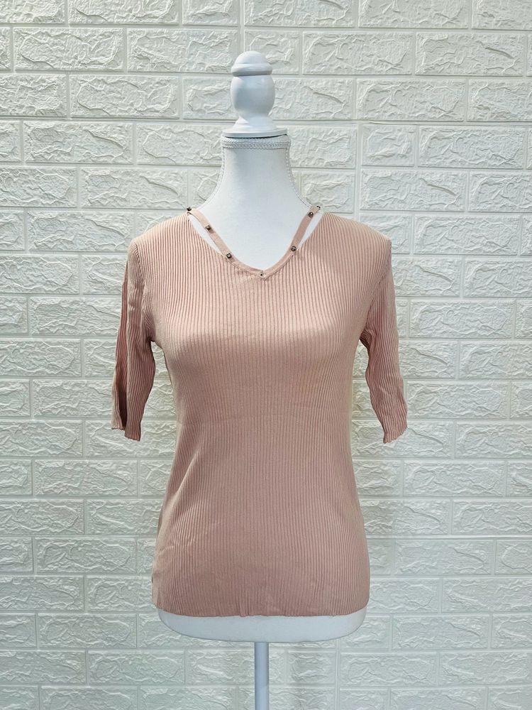 Casual Solid Women Pink Top