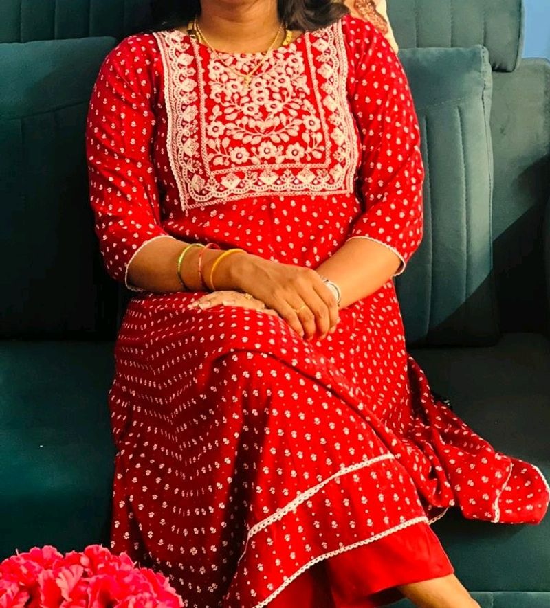 Red Kurta Set