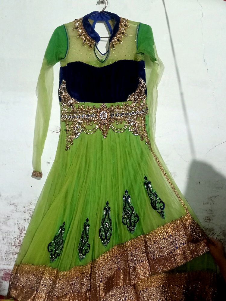 New Latest Light Green Neck Design Gowns Frock