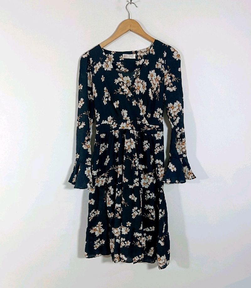 Black Printed Dress 🌷🛍️