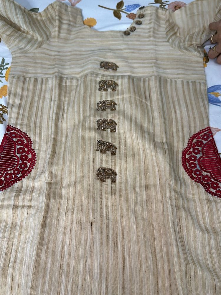 Vintage Vibe Beige Kurta