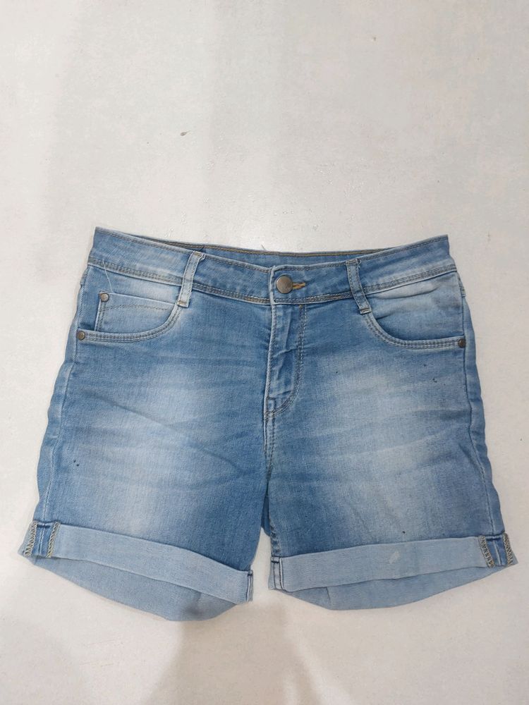 Kraus Mid Waist Blue Shorts