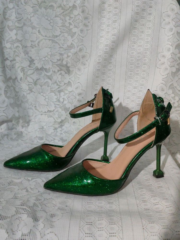 Green Glitter Heels