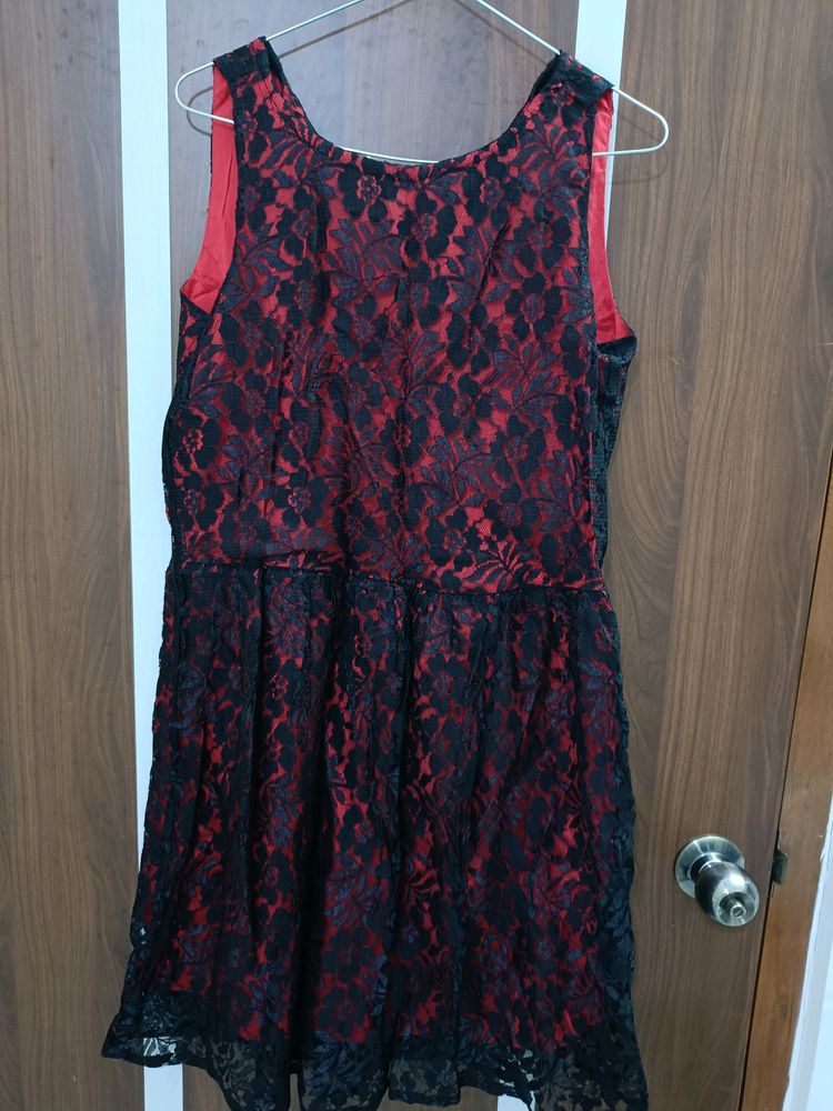 Red And Black Flared Dress