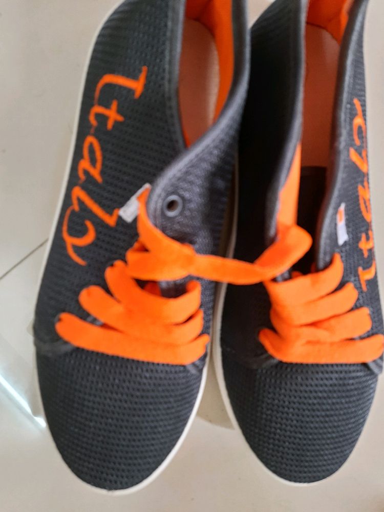 Black Orange Sporty Shoes, Attractive Look