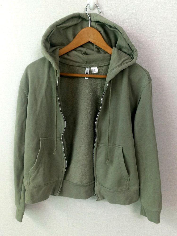 Hm Straight Fit Hoddie - Sage Green