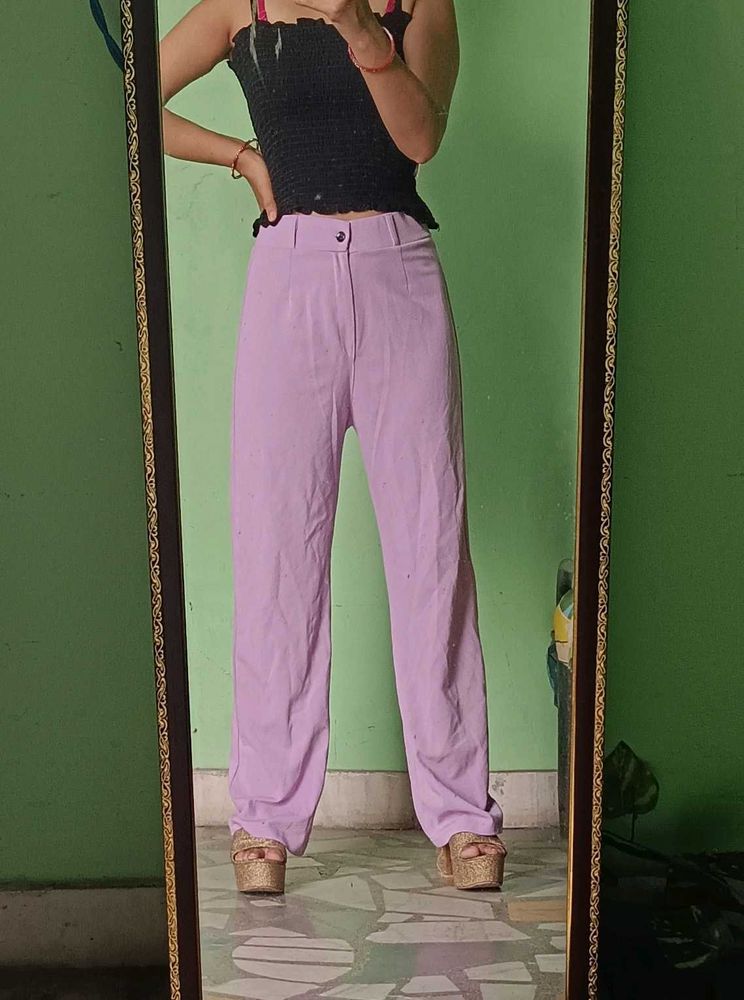 Lavender Color Straight Fit Trouser