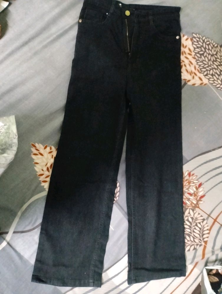 Women Black Wide Leg Jeans