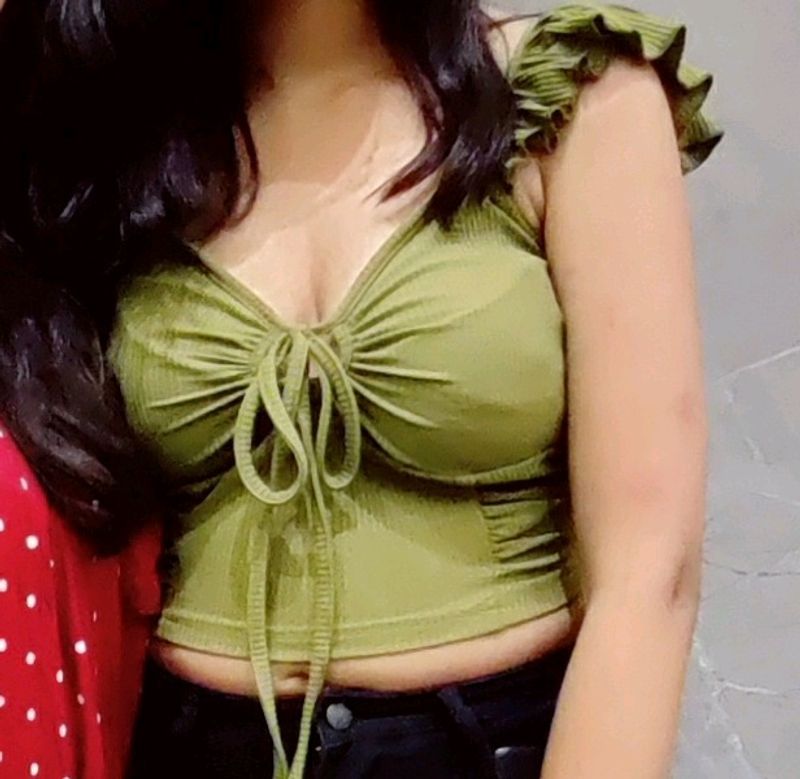 Olive Green Crop Top