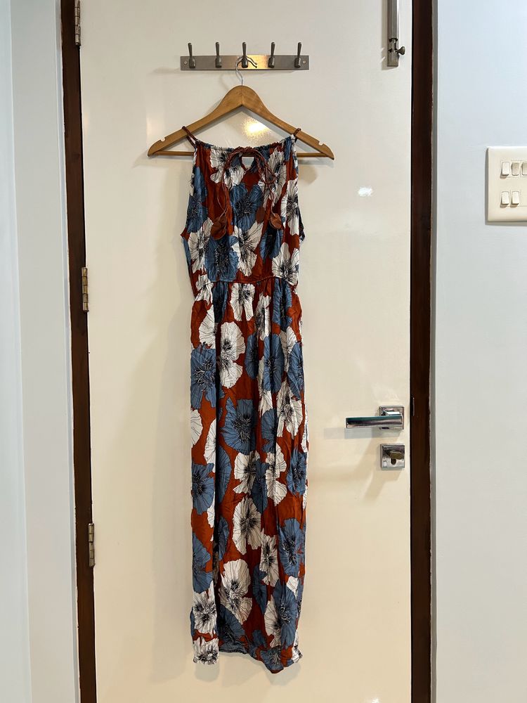 Brown Floral Beach Dress