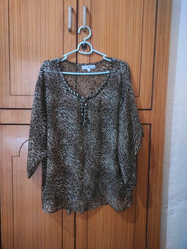 Cheetah Print Oversized Sexy Top