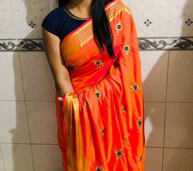 Orange Soft Silk Saree