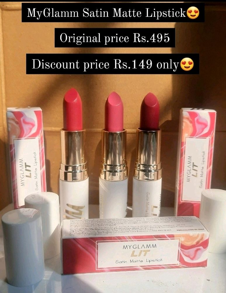 MyGlamm Satin Matte Lipstick💄1pc In 149rs😍New✅