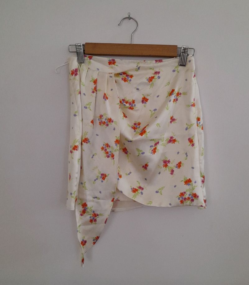 Cream Printed Mini Skirt (Women's)