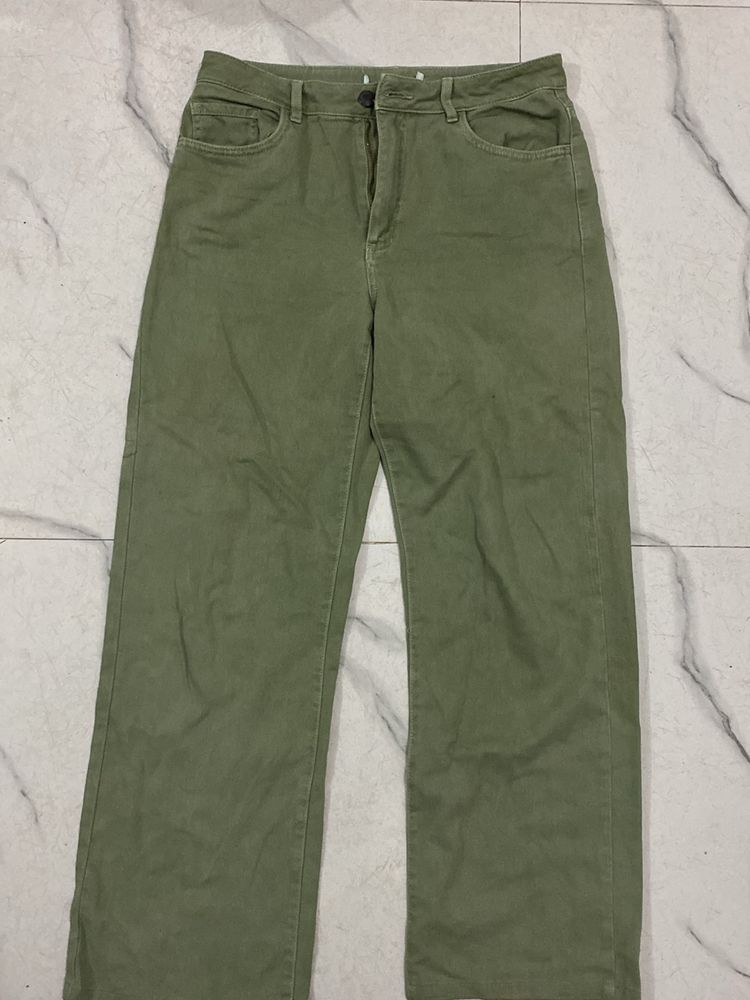 Olive Green Straight Fit jeans