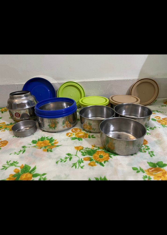 Combo Of 7 Steel Tiffin Boxes