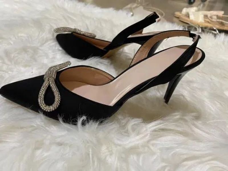 Rhinestone Black Heels