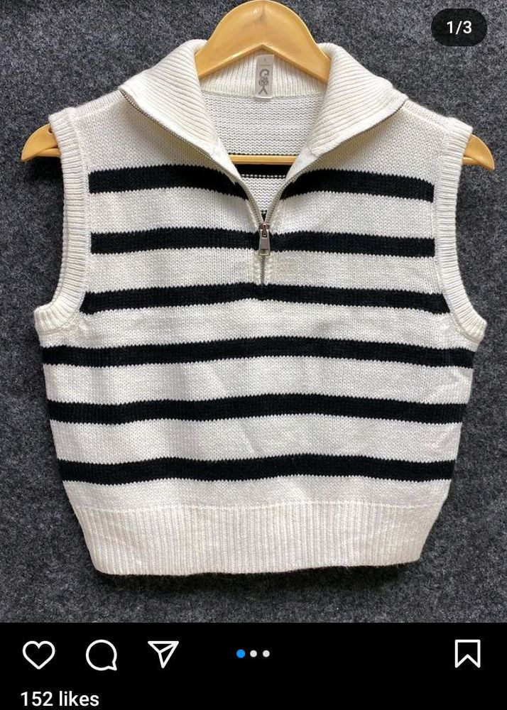 White And Black Line Vest