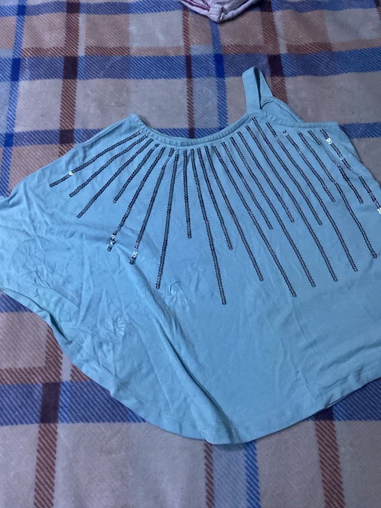 Blue Fancy Sequence Top