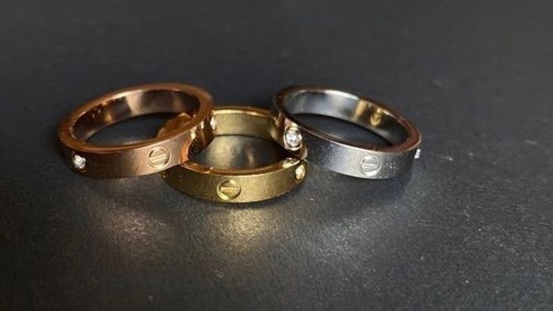 Cartier Ring Set Of 3 Gold Rosegold Silver