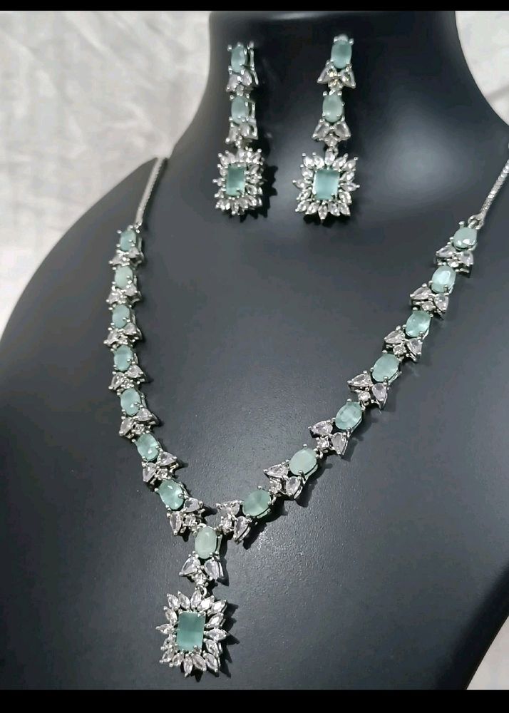 30 RS OFF :AMERICAN DIAMOND MINT GREEN SET